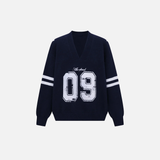 Casual Retro Letter Print Knitted V-Neck Sweater