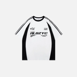 Y2K Graphic Patchwork Racing Cotton T-Shirt