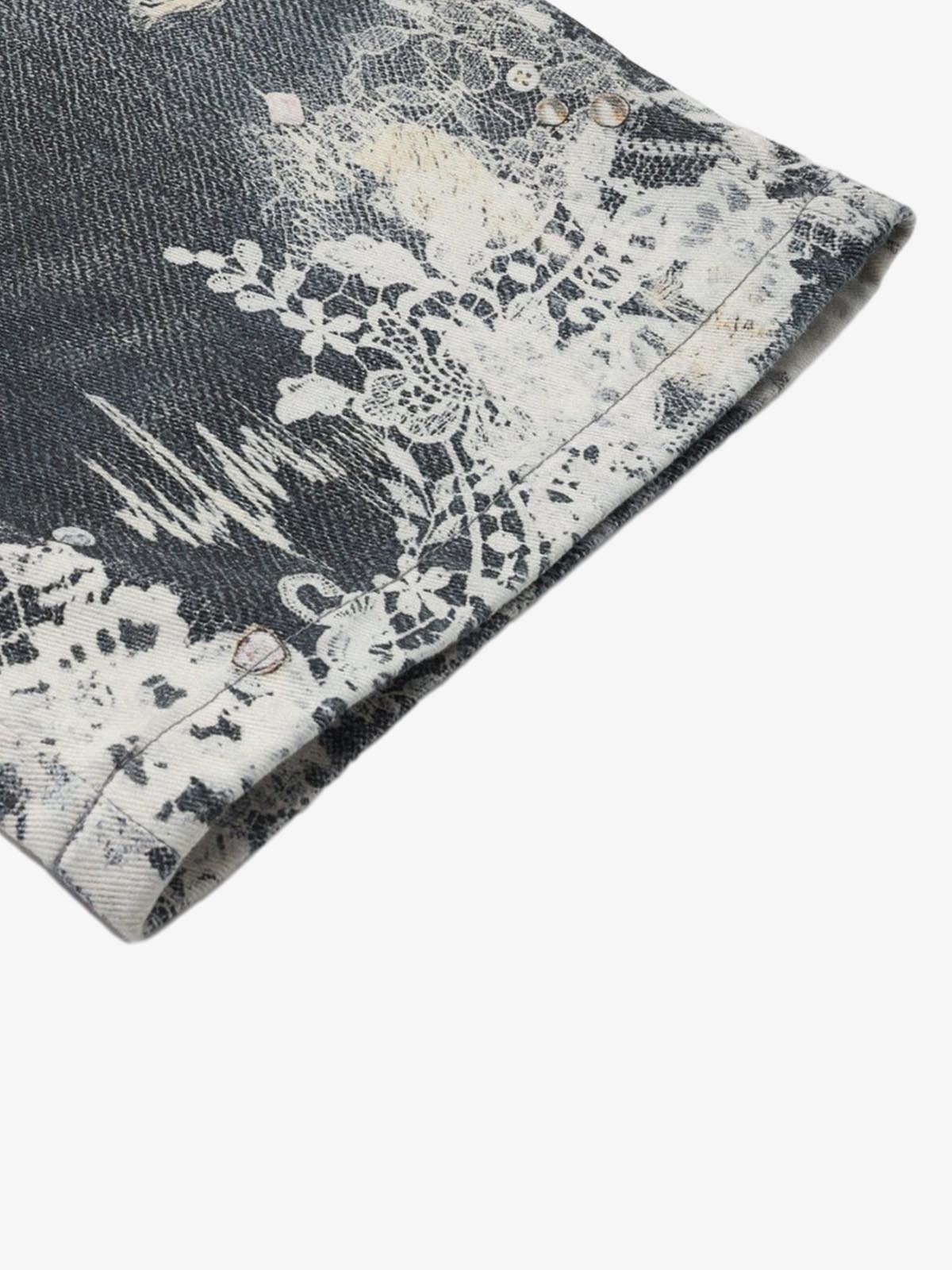 Digital 3D Graphic Distressed Denim Jeans; Black / S, Black / M, Black / L, Black / XL, Black / 2XL