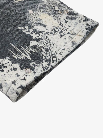 Digital 3D Graphic Distressed Denim Jeans; Black / S, Black / M, Black / L, Black / XL, Black / 2XL