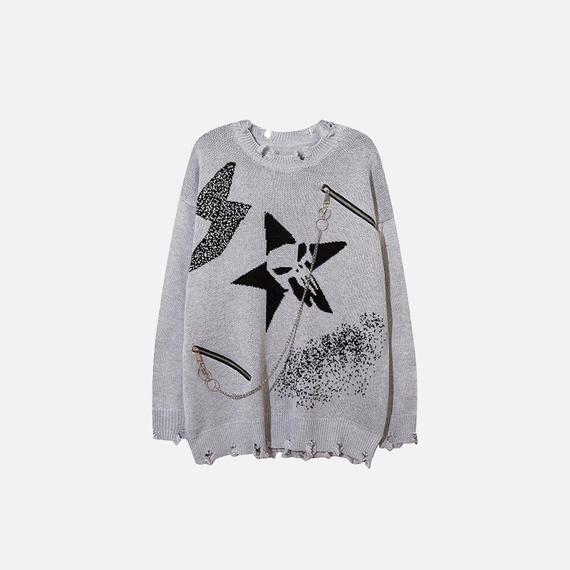 Ripped Chained Sweaters