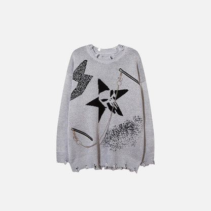 Ripped Chained Sweaters