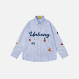 Durable Striped Autumn Letter Embroidered Casual Shirt