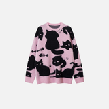 Cozy Oversized Cute Cat Knitted Sweater