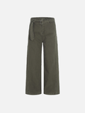 American Style Solid Color With Belt Wide Leg Pants
