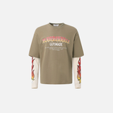 Y2K Flame Fake Two Piece Graphic Long Sleeve T-Shirt