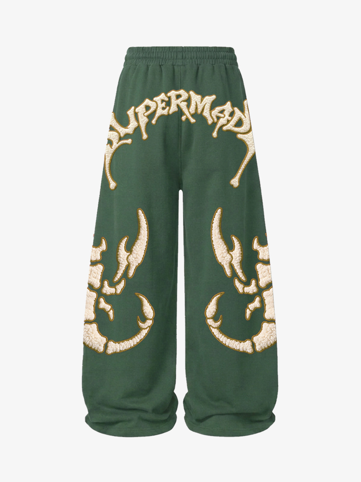 Scorpion Skeleton Terry Embroidered Wide-Leg Sweatpants; Green / S, Green / M, Green / L, Green / XL, Green / 2XL