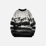 Gray Painting Smoke Pattern Sweater