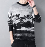 Gray Painting Smoke Pattern Sweater