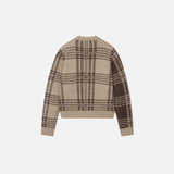 Vintage Old Money Style Checkered Knitted Cardigan