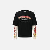 Y2K Flame Fake Two Piece Graphic Long Sleeve T-Shirt