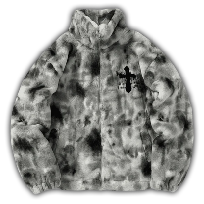 Acid Wash Cross Fleece Jacket
