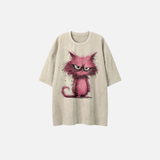 Women Graphic Cat Print Hip Hop Polyester T-Shirt
