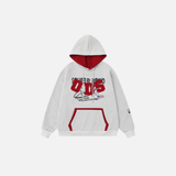 Retro Contrast Paneled Casual Front Pocket Hoodie