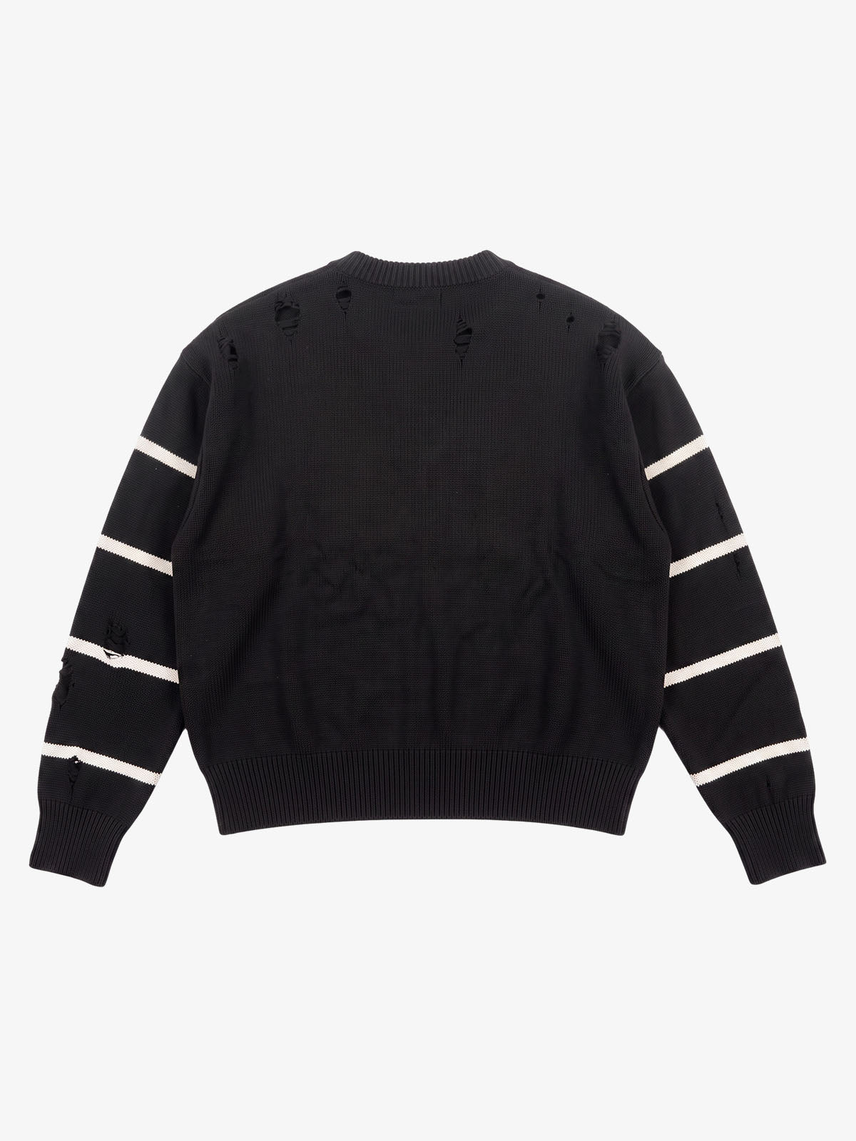Distressed '23' Appliqué Boxy Fit Sweater; Black / M, Black / L, Black / XL