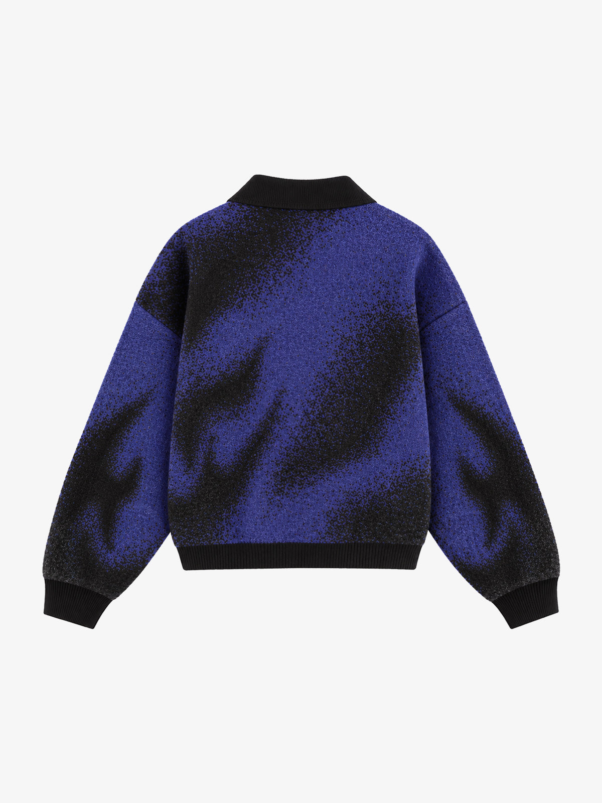Abstract Spray Graphic Jacquard Knit Polo Sweater; Purple / S, Purple / M, Purple / L, Purple / XL, Purple / 2XL