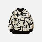 Panda Graphic Print Vintage Sweater