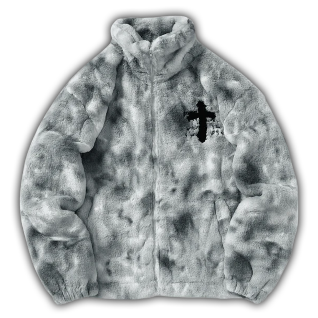 Acid Wash Cross Fleece Jacket