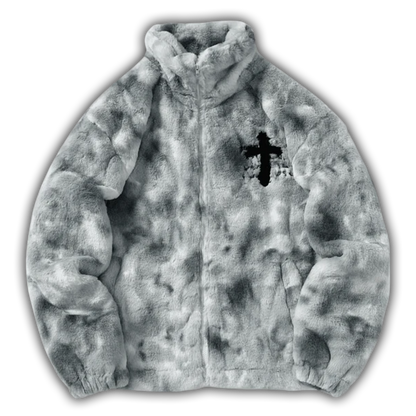 Acid Wash Cross Fleece Jacket