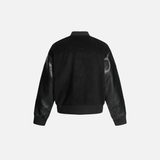Streetwear Stylish Patchwork Black Leather Varsity Jacket
