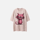 Women Graphic Cat Print Hip Hop Polyester T-Shirt