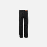 Back view of the Black Washed Straight Jeans in a gray background