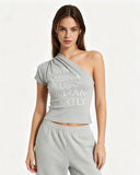 One-Shoulder Fitted Tank Top