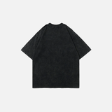 Flame Eye Graphic Print Black Washed T-Shirt