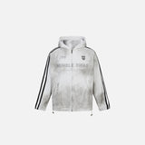 Front view of the white Swager Vibe Zip-Up Hoodie in a gray background 