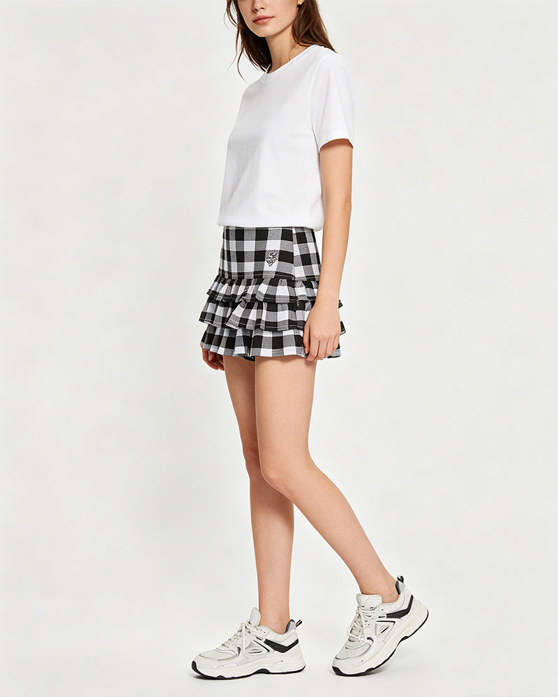 Tiered Plaid Skort