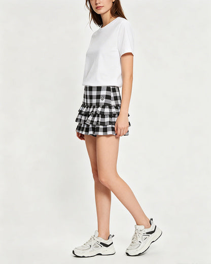 Tiered Plaid Skort