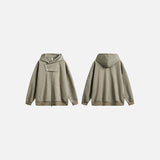 Front & Back view of the green Women's Cozy Fortress Zip-Up Hoodie in a gray background