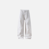 Cozy Casual Solid Color Retro Drawstring Waist Pants