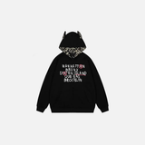 Streetwear Leopard Print Patchwork Hooded Sweathirt