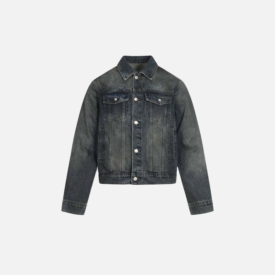 Y2K Distressed Single Breasted Washed Denim Jacket