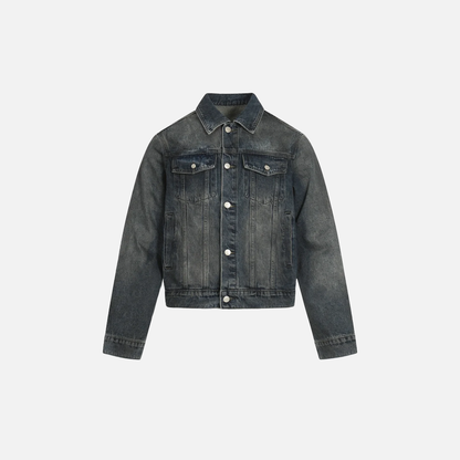 Y2K Distressed Single Breasted Washed Denim Jacket