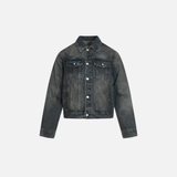 Y2K Distressed Single Breasted Washed Denim Jacket
