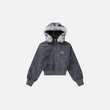 Trendy Leopard Print Faux Furr Hooded Padded Jacket