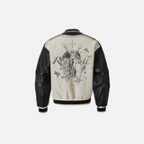 Streetwear High Street Patchwork Leather Varsity Jacket