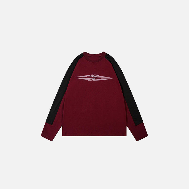 Front view of the red Aero-Emblem Sweatshirt in a gray background