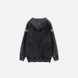 Back view of the black Star Emblem Contrast Hoodie in an gray background