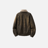Thick Warm Leopard Print Fleece Fur Collar Jacket