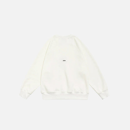 Back view of the beige Number 9 Embroidered Sweatshirt in a gray background