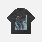 Faded Black Hip Hop Graphic T-Shirt