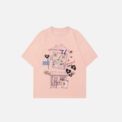 Cool Cartoon Print Short Sleeve T-Shirt