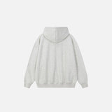 Back view of the gray Rugged Trails Cat Hoodie in a gray background