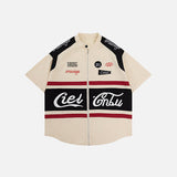 Letter Embroidery Motorcycle Shirt
