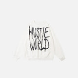 Front view of the white Grind Nation Sweatshirt in a gray background