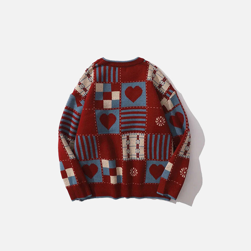 Heart Plaid Vintage Sweater
