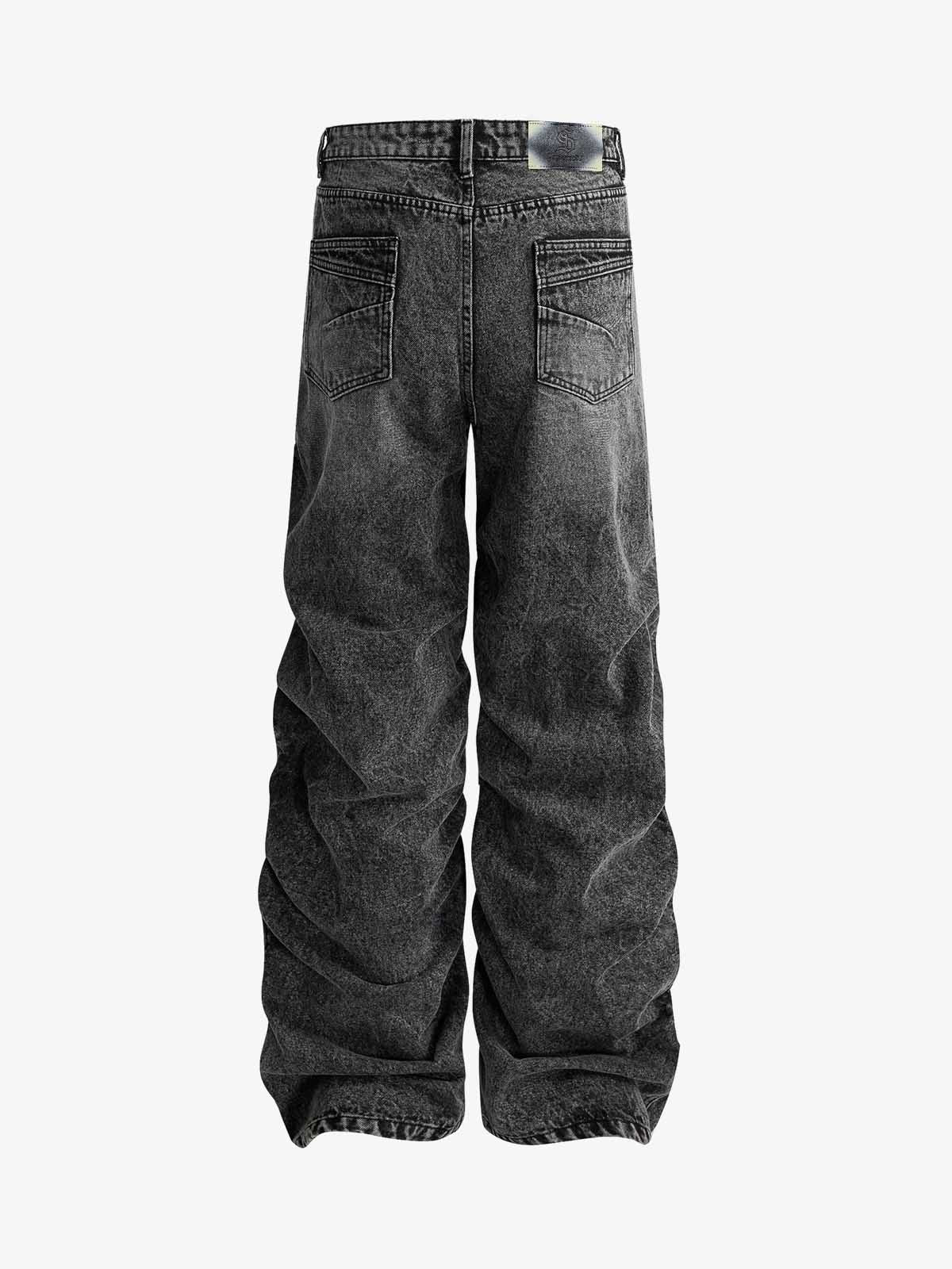Y2K Faded Stacked Denim Jeans; Black / S, Black / M, Black / L, Black / XL